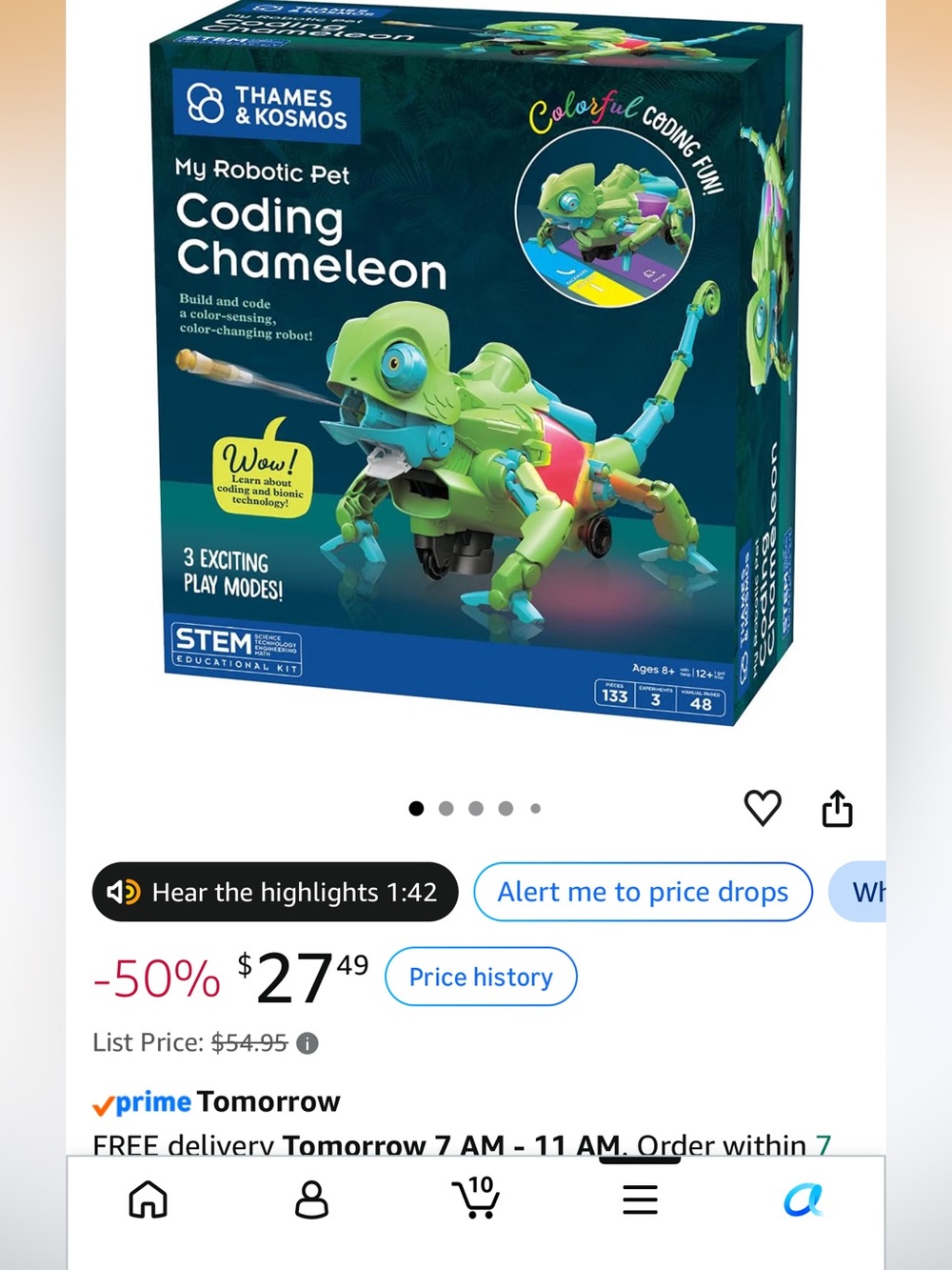 Green Coding Chameleon Robotic Pet - STEM Toy